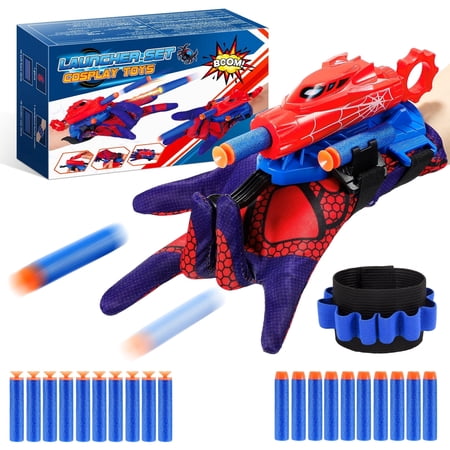 Spider Web Shooter, Cosplay Launcher Gloves, Web Shooter Toy for Kids Ages 6+, Spider Toys Birthday Gifts for Boys