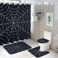 thumbnail image 1 of Spider Web Shower Curtain Waterproof Bathroom Curtain Set with Hooks Home Decor Bathroom Curtains 4pcs, 1 of 6