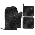 thumbnail image 1 of Spider Web Silhouette Halloween 4Pcs Oven Mitts and Pot Holders Sets Oven Kitchen Gloves Hot Pads for Cooking BBQ Baking Grilling, 1 of 7