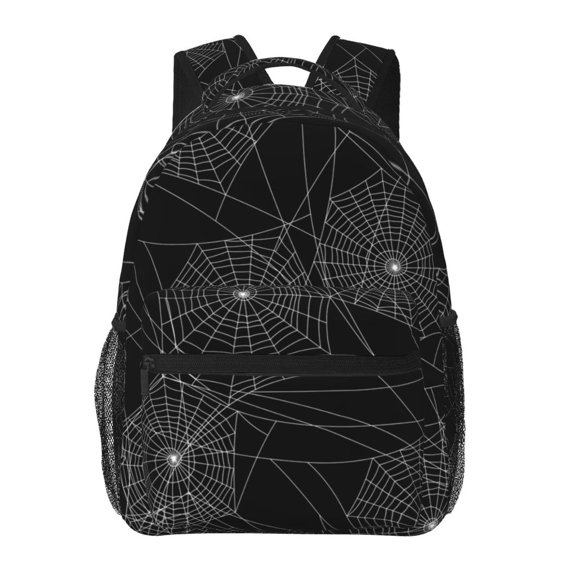 Spider Web Silhouette Halloween Backpack Casual College Bag Zipper Laptop Daypack Hiking Rucksack Travel
