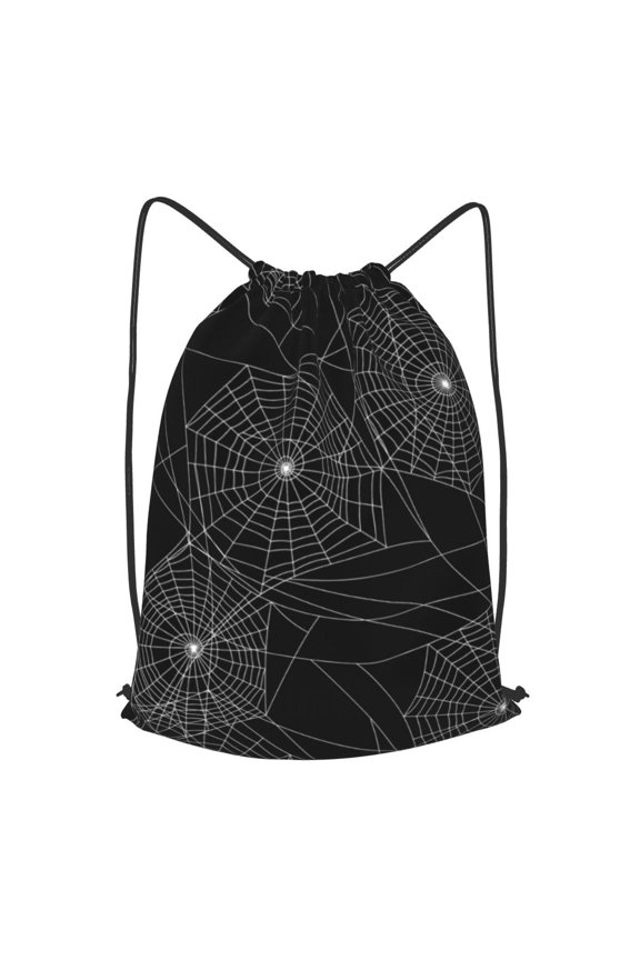 Spider Web Silhouette Halloween Drawstring Backpack Gym String Bag Sports Sackpack Cinch Sack, Small