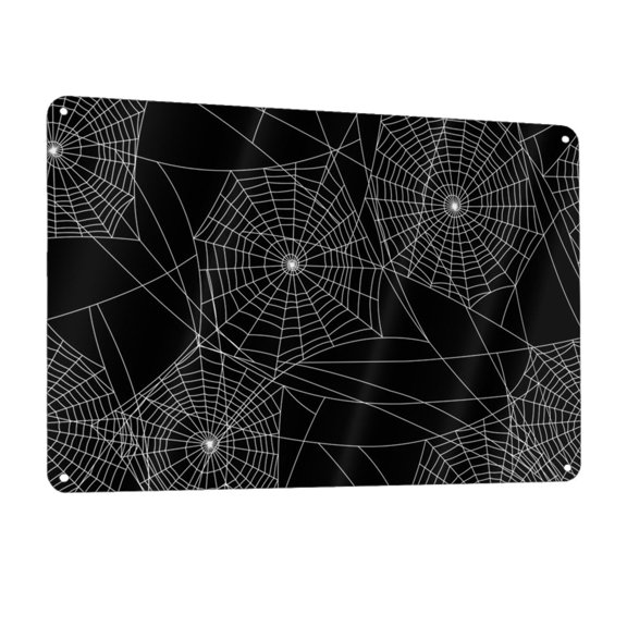 Spider Web Silhouette Halloween Metal Tin Sign Wall Decor for Home Bars Restaurants Cafes Store Pubs Sign Gift 12 X 8 Inch