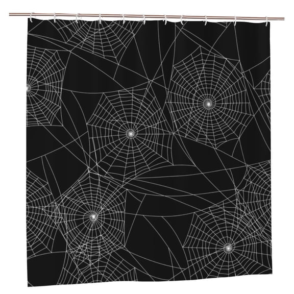 Spider Web Silhouette Halloween Shower Curtain with 12 Plastic Hooks Washable Polyester Fabric Bathroom 72x72 Inch