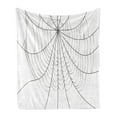 thumbnail image 1 of Spider Web Soft Flannel Fleece Throw Blanket, Close up Cobweb Design Monochrome Design Elements Catching Network Fear, Cozy Plush for Indoor and Outdoor Use, 70" x 90", Grey Black White, by Ambesonne, 1 of 6