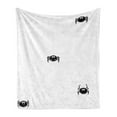 thumbnail image 1 of Spider Web Soft Flannel Fleece Throw Blanket, Spider with Net in Different Trap Varieties Funny Characters with Fangs, Cozy Plush for Indoor and Outdoor Use, 60" x 80", Black White, by Ambesonne, 1 of 5