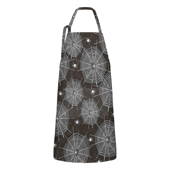 Spider Web and Spiders Halloween Apron-Garden Aprons for Women with Pockets-Cotton Linen Waterproof Kitchen Cooking Gardening Aprons Adjustable for Kitchen,Cooking,BBQ and Salon 32"x27"
