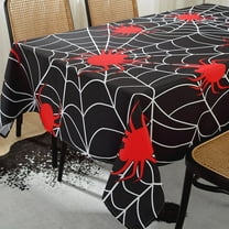 Spider Web Table Cloth for Rectangle Table 60x84,Waterproof Reusable Black Halloween Tablecloth for Festive Party Decoration