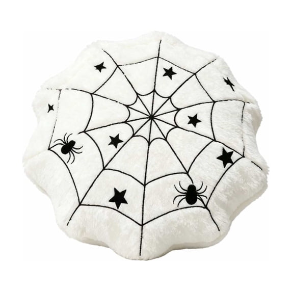 Spider Web Throw Pillow - Soft Decorative Cushion for Halloween Home Decor, Cozy Accent Pillow for Sofas, Beds, or Chairs, Perfect for Spooky Parties and Year-Round Use White