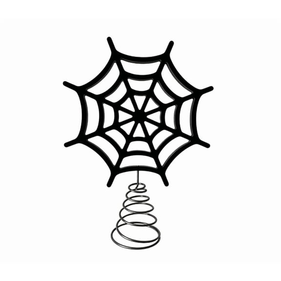 Spider Web Tree Topper Metal for Halloween Tree Decoration,Metal Black Spider Web Ornament,Fast Install Spring Cone,for Halloween Trees and Seasonal Displays