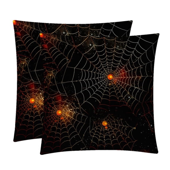 Spider Web Velvet Throw Pillow Covers with Unique Patterns - Set of 2 Throw Pillow Inserts Included for Home Decor, 16x16, 18x18, 20x20 Inches
