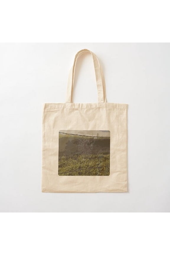 Spider Web With Morning Dew Canvas Tote Bags, Reusable Shopping Bag