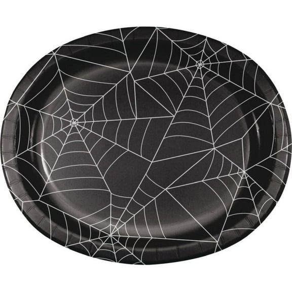 Spider Webs 12-Inch Oval Paper Plates 8 Per Pack