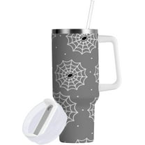 Spider Webs on Gray Insulated Tumblers Reusable Stainless Steel Tumbler 40 oz Cup Coffee Travel Mug Water Bottle with Handle & Flip Straw for Home Office Car