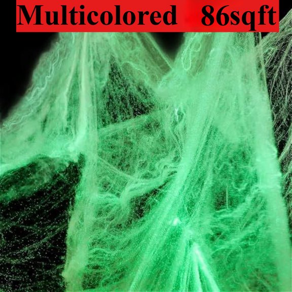 Spider Webs Halloween Decorations,86 sqft Glow in The Dark Super Stretch Cobwebs Decoration with 10 Small Fake Spiders for Home Office Halloween Indoor and Outdoor Decor