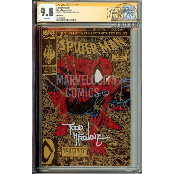Spider-man #1 GOLD Variant CGC 9.8 SS SIGNED TODD MCFARLANE with CUSTOM label