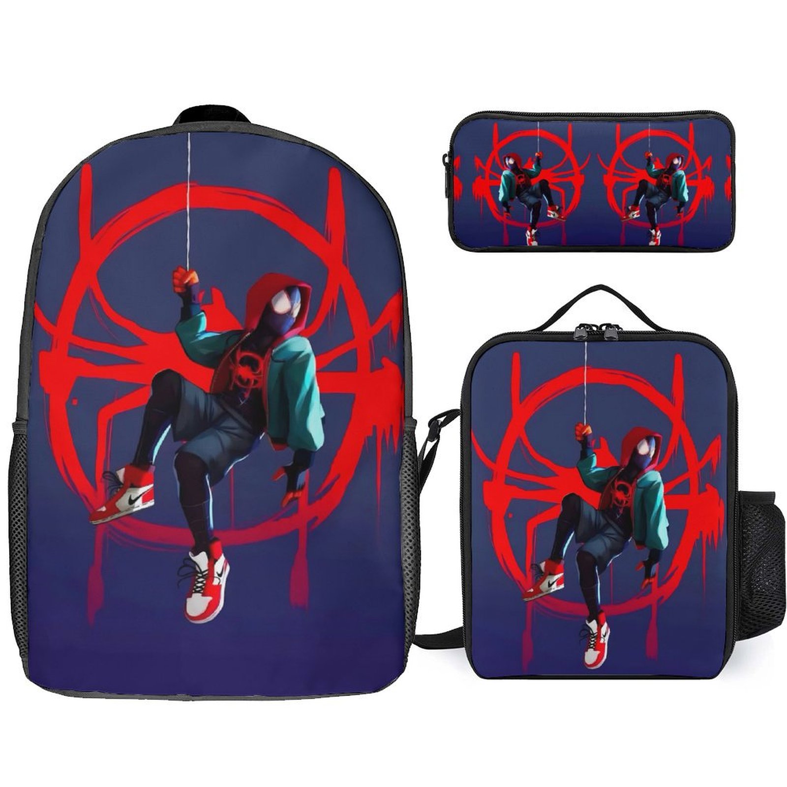 Spider-man 3Pcs Backpack Set, 17 Inch Large Capacity Unisex Daypack Lightweight Travel Bag with Lunch Box And Pencil Case