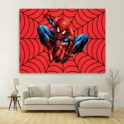 Spider-man Birthday Banner - Durable Polyester: Vibrant cartoon pattern background, easy to hang, perfect for parties, outdoor celebrations and photo booth props