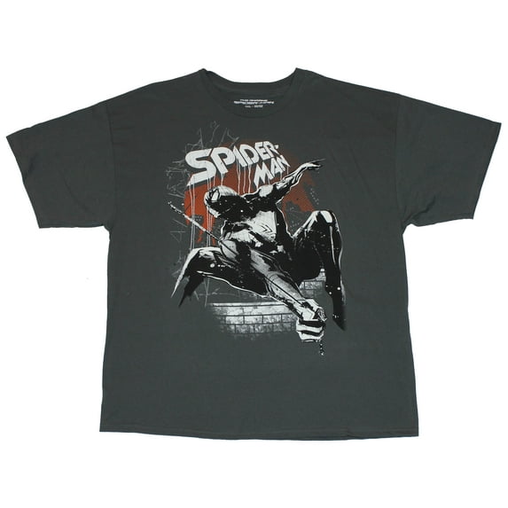 Spider-man Marvel Comics Mens T-Shirt - Amazing Swinging In Splatter Glowing Pic (Small)