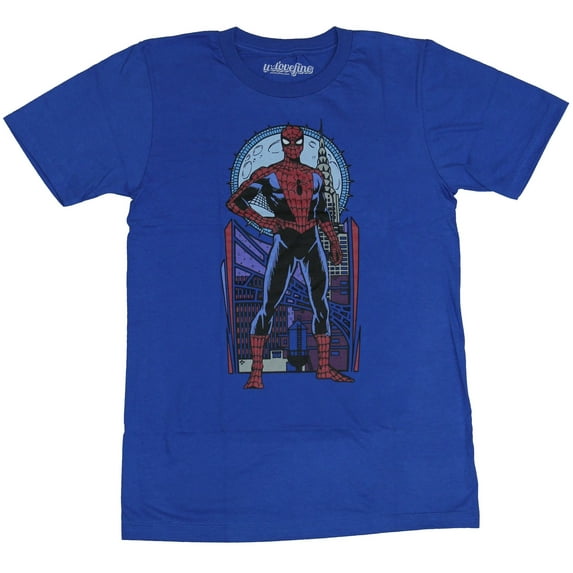 Spider-man (Marvel Comics) Mens T-Shirt - Art Nouveau Standing Spidey Image (Small)