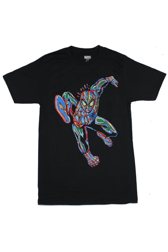 Spider-man (Marvel) Mens T-Shirt - Colorful abstract Swing Spidey Image (Small)