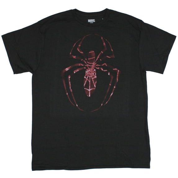Spider-man (Marvel) Mens T-Shirt - Web Filled Red Spider Logo Image (Large)