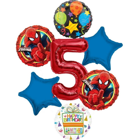 Spider-man Party Supplies 5th Birthday Spiderman in Action Balloon Bouquet Decorations