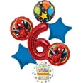 thumbnail image 1 of Spider-man Party Supplies 6th Birthday Spiderman in Action Balloon Bouquet Decorations, 1 of 6