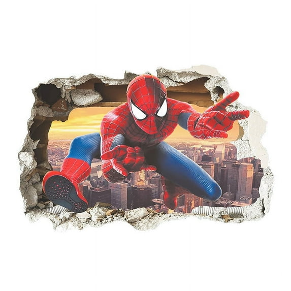 Spider-man Wall Sticker 3D Wall Sticker Children wall sticker Cartoon character wall sticker Cartoon background Wall decoration Birthday gift Children bedroom decoration 60*40CM