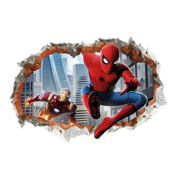 Spider-man Wall Sticker 3D Wall Sticker Children wall sticker Cartoon character wall sticker Cartoon background Wall decoration Birthday gift Children bedroom decoration 60*40CM