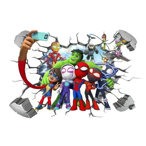 Spider-man Wall Stickers  3D Wall Stickers Children wall stickers Cartoon characters wall stickers Cartoon background wall decoration Children's bedroom decoration 60*40CM