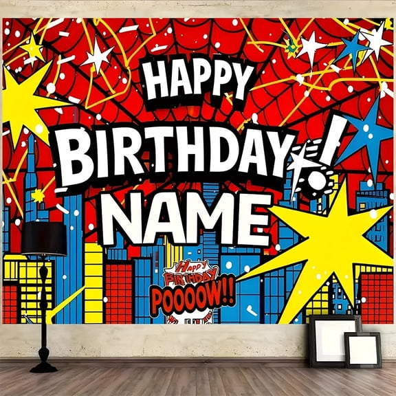 Spider-man cartoon-themed birthday flag background flag Children's party decoration items Photography photo props 150*110CM