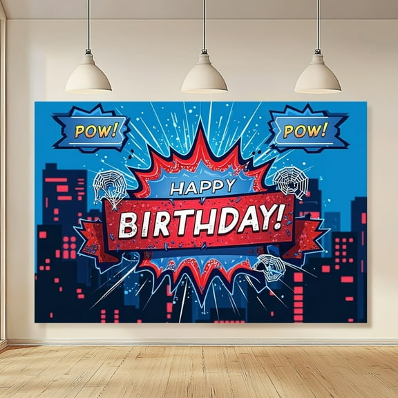 Spider-man cartoon-themed birthday flag background flag Children's party decoration items Photography photo props 240*180CM