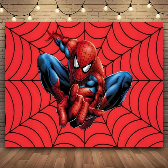 Spider-man cartoon-themed birthday flag background flag Children's party decoration items Photography photo props 240*180CM