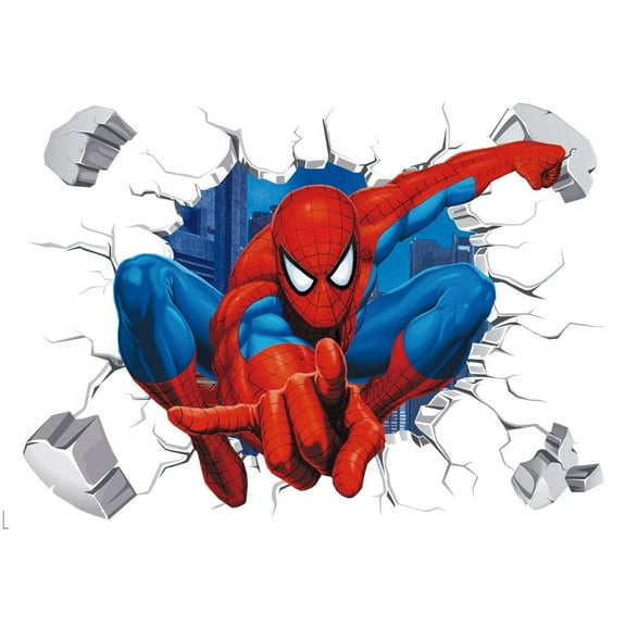Spider-man wall stickers  3D wall stickers Cartoon characters wall stickers Cartoon background wall decoration Children's bedroom decoration 60*40CM