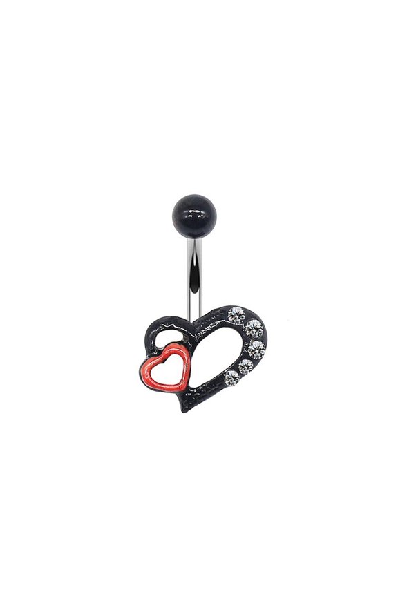 Spider navel ring, large dragon navel stud, Halloween black series, heart-shaped bat piercing jewelry