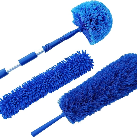 Spider web dust collector set, capable of cleaning ceilings 18 to 20 feet high, equipped with extension rods and 3 multi-purpose nozzles
