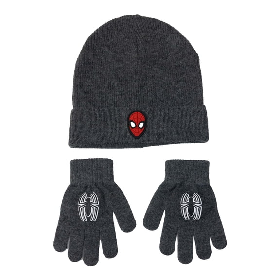 SpiderMan Boys Beanie Hat & Glove Set, Gray