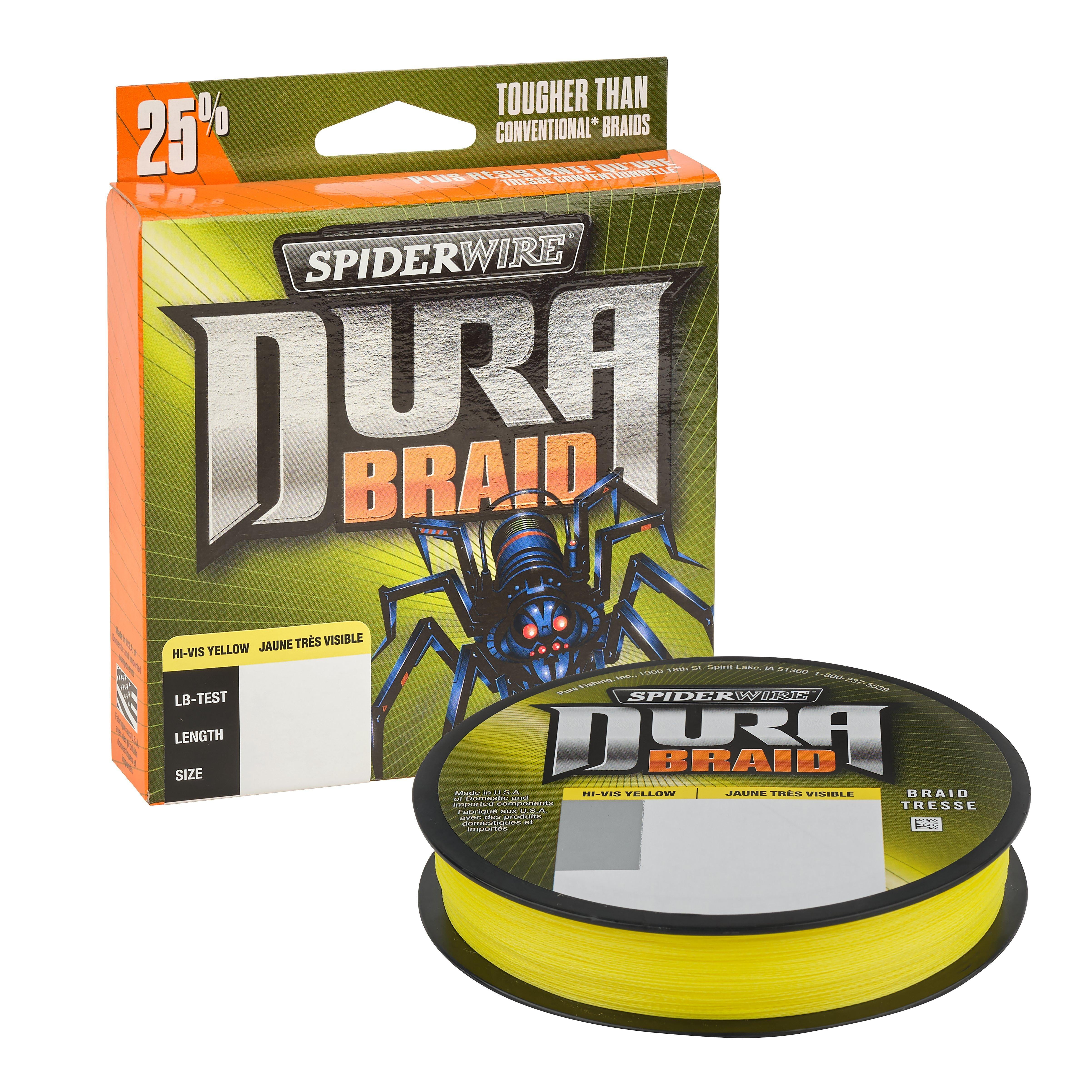 SpiderWire DuraBraid Fishing Line, Hi-Vis Yellow, 20 lb Test Strength, 300 yd