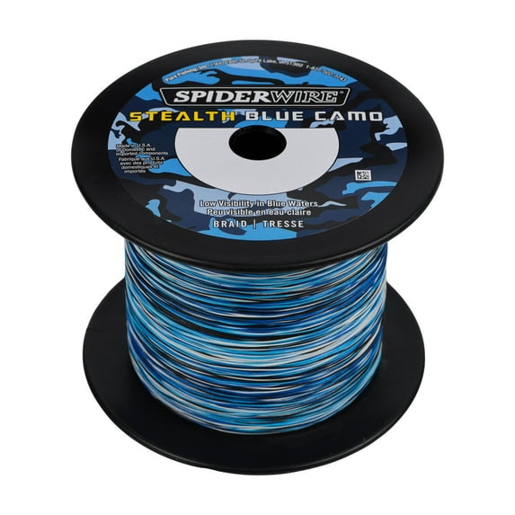 SpiderWire Stealth® Blue Camo Braid Fishing Line, Blue Camo, 10 lb Test Strength, 1500 yd