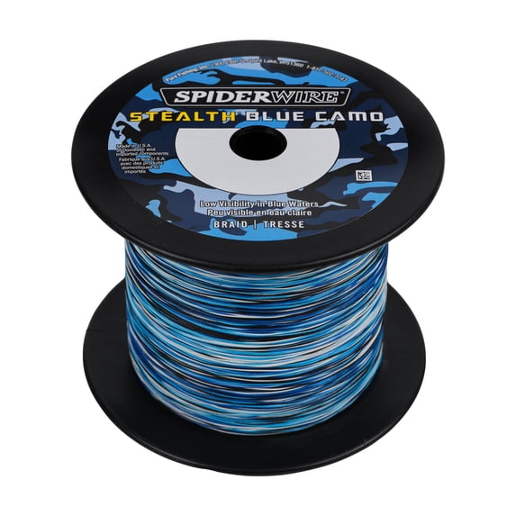 SpiderWire Stealth® Blue Camo Braid Fishing Line, Blue Camo, 20 lb Test Strength, 3000 yd