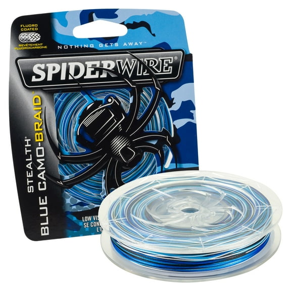 SpiderWire Stealth® Blue Camo Braid Fishing Line, Blue Camo, 50 lb Test Strength, 300 yd