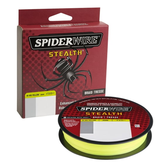 SpiderWire Stealth® Braid Fishing Line, Hi-Vis Yellow, 20 lb Test Strength, 125 yd