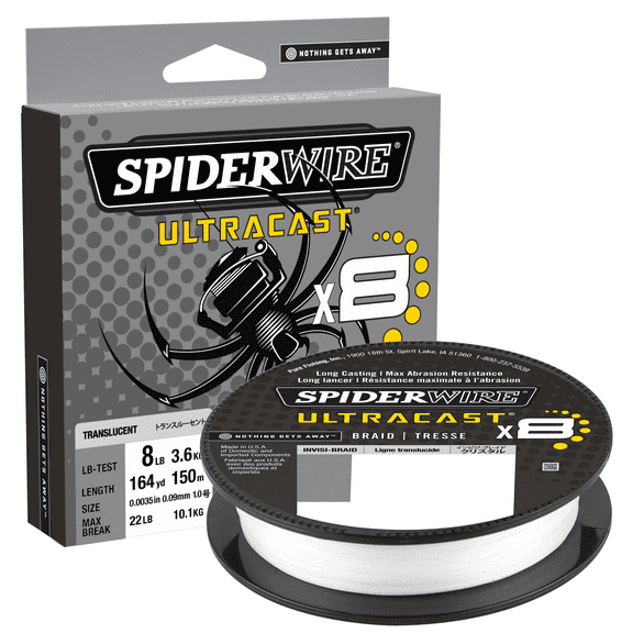 SpiderWire Ultracast® Braid Fishing Line, Invisibraid-Translucent, 4 lb Test Strength, 164 yd