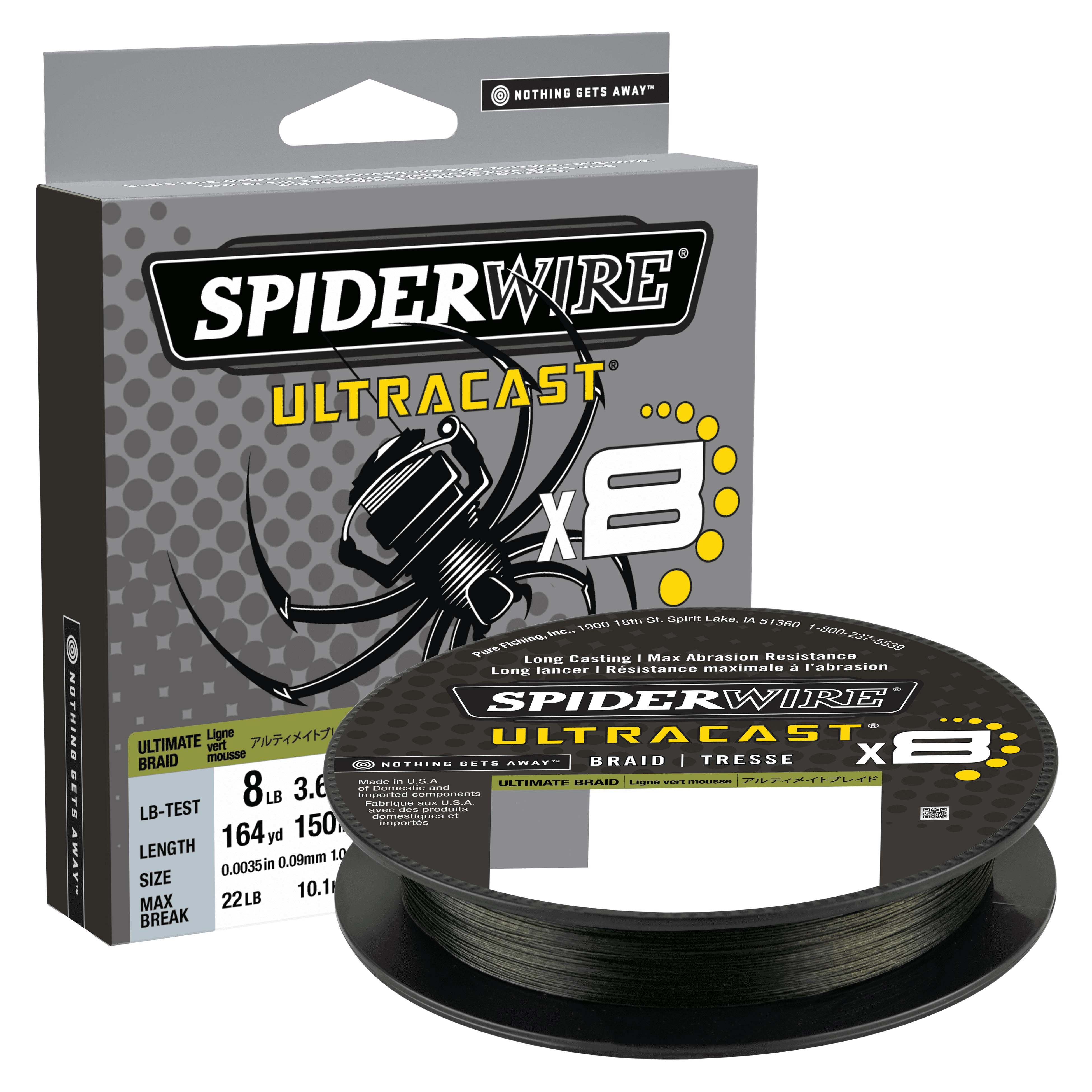Spiderwire Ultracast Braid, Superline, Ultimate Braid-Moss Green / 100lb / 220yd