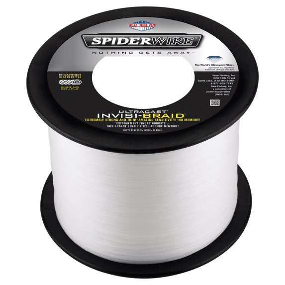 SpiderWire Ultracast® Braid Fishing Line, Invisibraid-Translucent, 15 lb Test Strength, 2188 yd