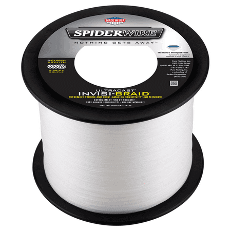 SpiderWire Ultracast® Braid Fishing Line, Invisibraid-Translucent, 40 lb Test Strength, 2188 yd