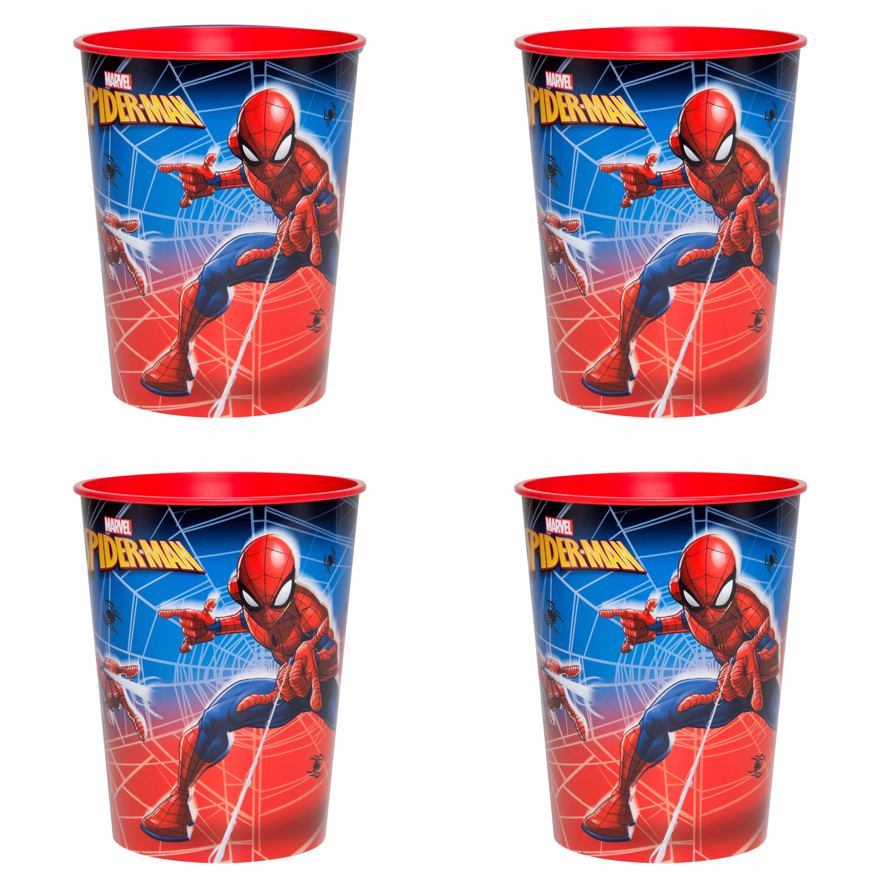 Spiderman 4 Count 16oz Multicolor Plastic Cup