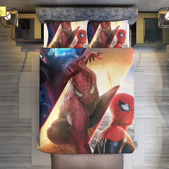 Spiderman 3 Piece Sets Full/Queen Size Reversible Microfiber Quilts