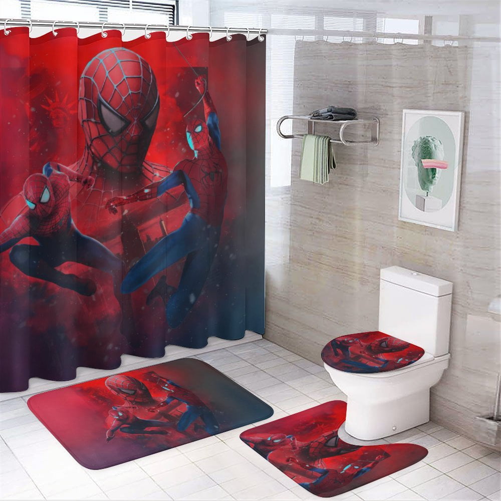 Spooky Spider Web Halloween Bath Curtain – Waterproof Decor For Kids, Teens, Bathroom