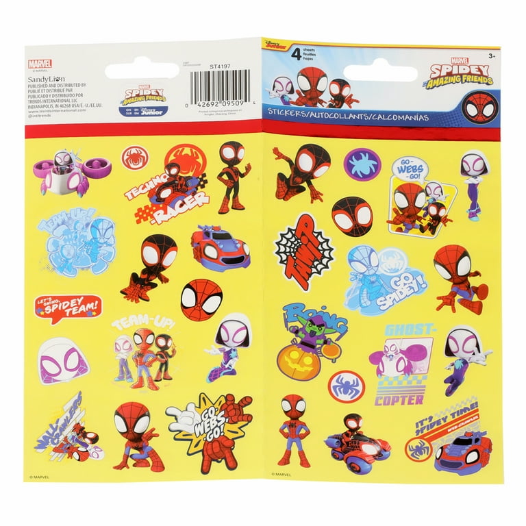 Spiderman 4pc Cute Sticker Sheets Kids Art Supplies Ages 3 and Up 